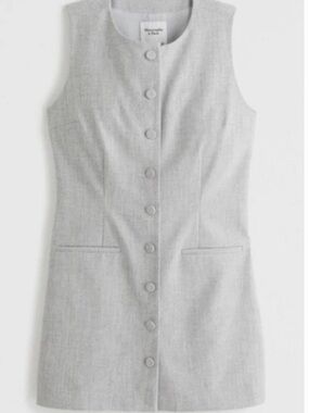 Abercrombie & Fitch Mara High Neck Button Down Mini Dress Gray